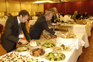 Participants at the conference buffet