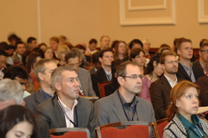 Participants listening in a conference audience